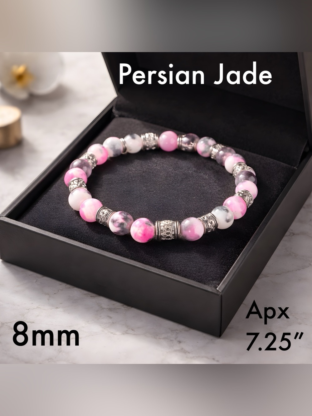 Persian Jade Crystal Beaded Stretch Bracelet
